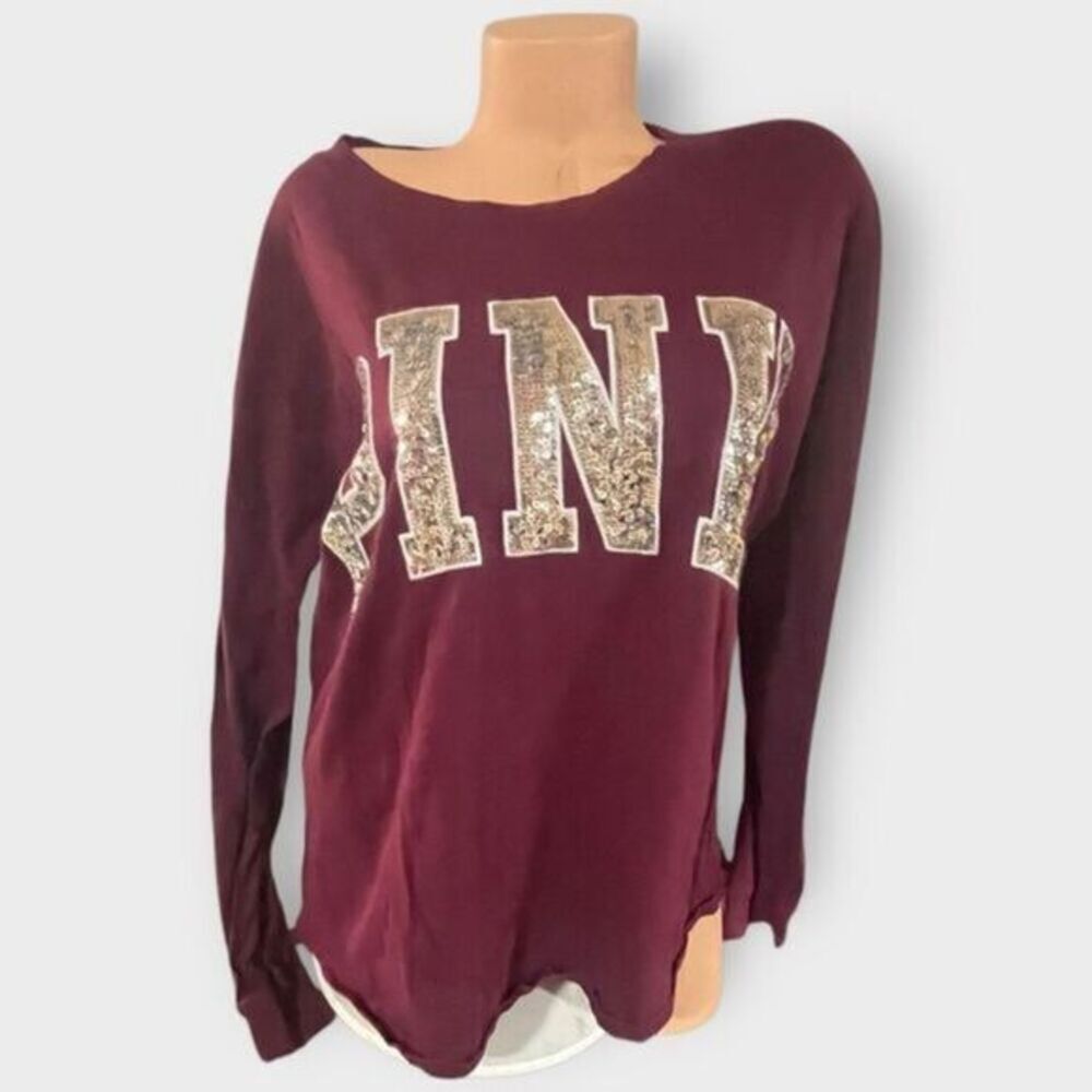 Victoria’s Secret PINK Lg Bling Long Sleeve Campus Tee